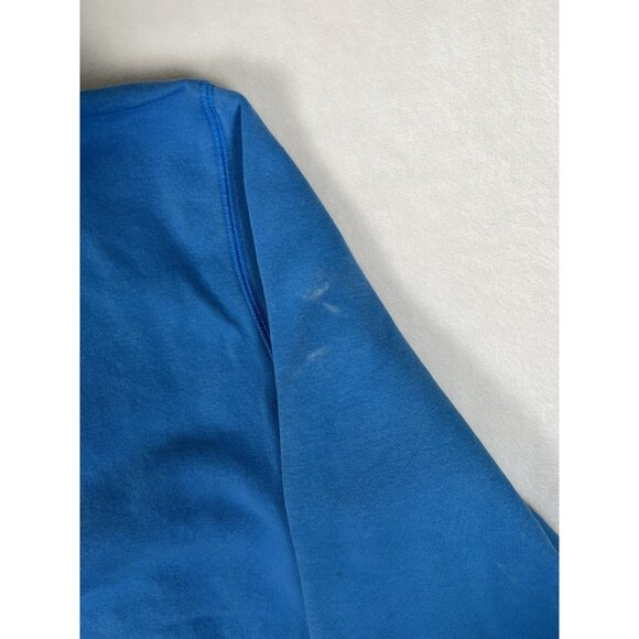 Vintage Nike Hoodie Sweatshirt Size L Blue Embroidered Spell Out Y2K Stain Faded - Picture 11 of 12
